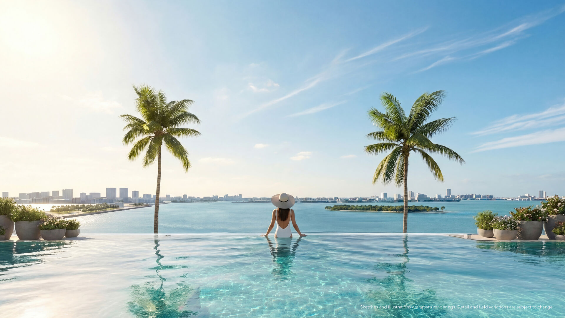 Saltwater pool with private cabanas